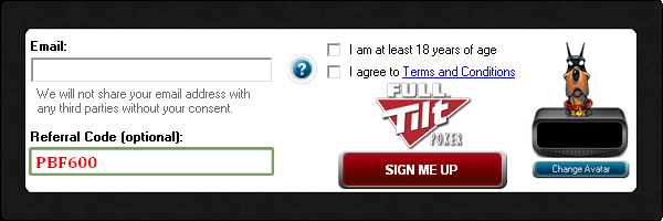 To claim the full bonus from Full Tilt Poker, simply signup using the Full