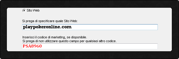 Codice Marketing PokerStars